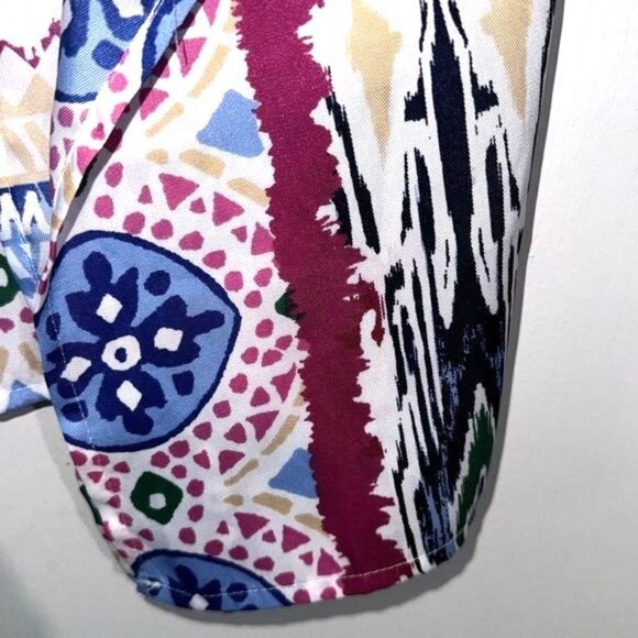 Chicos Multicolor Boho-Print Poncho Blouse With Kimono Sleeves S/M - Picture 7 of 9